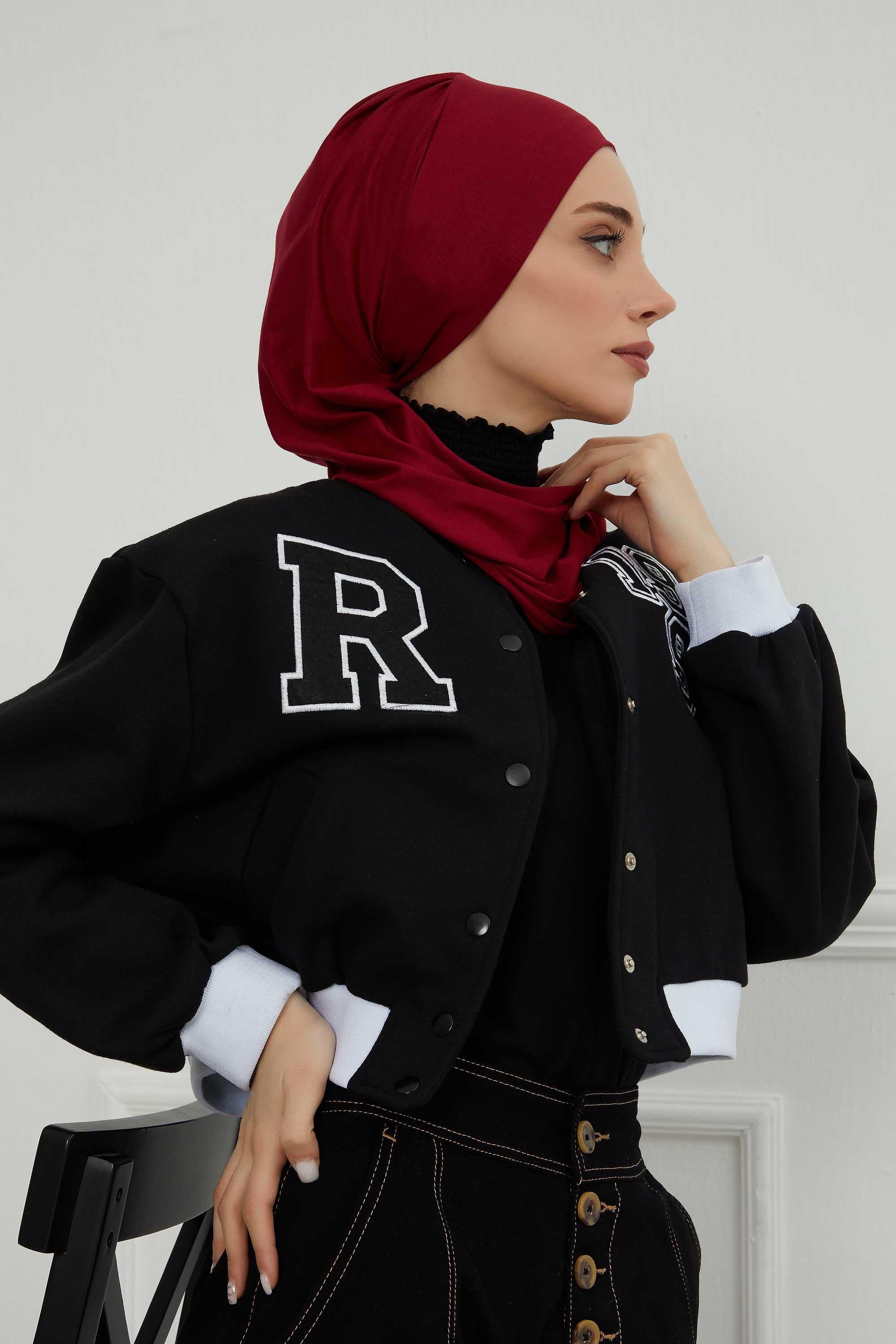 Ready to Wear Cotton Hijab Turban, Lightweight Pre-Tied Headscarf with Lycra, Easy Slip-On Modest Head Cover,HT-96 Maroon