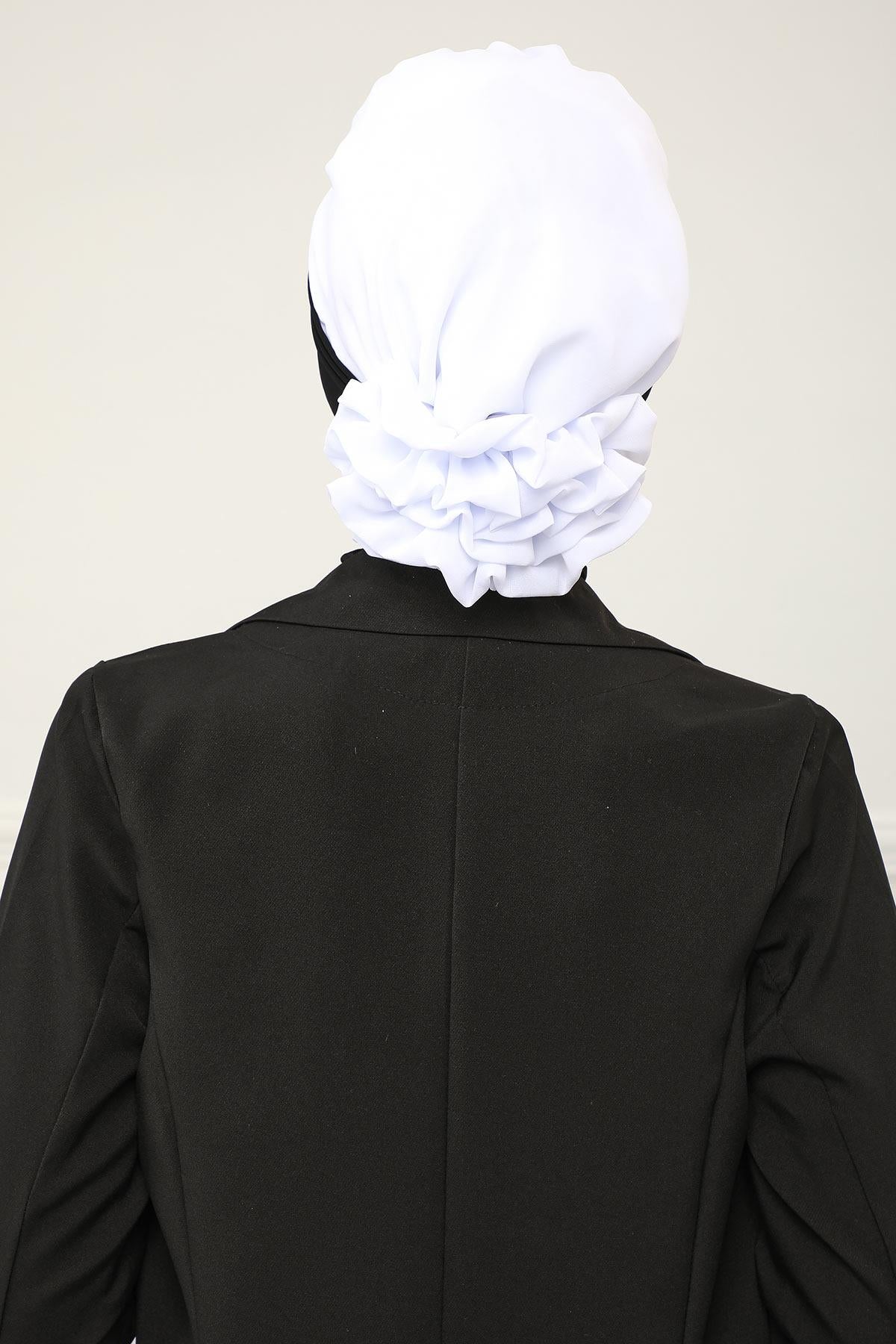 Instant Turban Lightweight Multicolor Chiffon Scarf Head Turbans For Women Headwear Stylish Elegant Design,HT-45 Off-White - Black