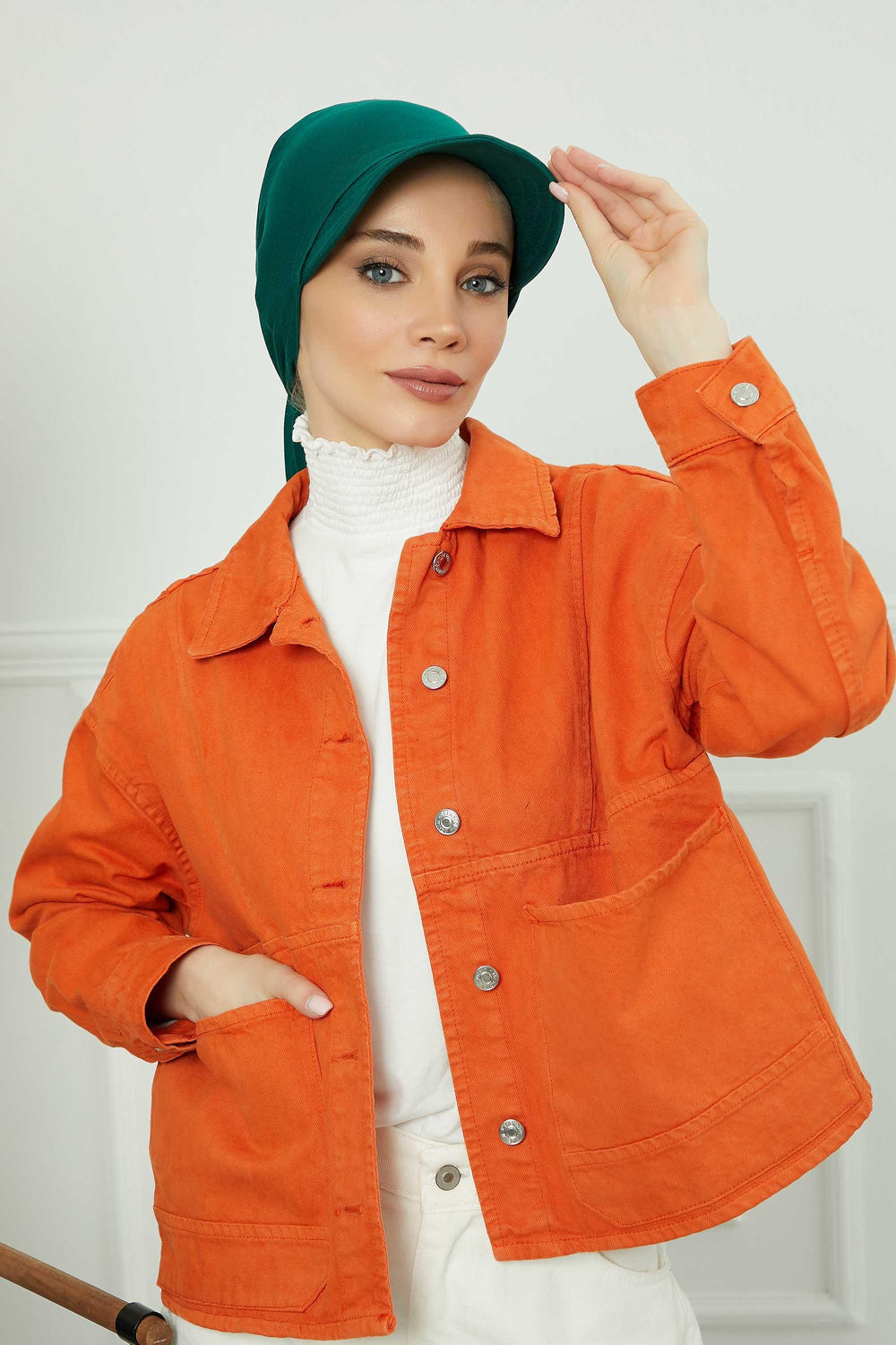Instant Turban Newsboy Hat for Women, 95% Cotton Women's Visor Cap, Stylish Chemo Bonnet Visor Cap, Handmade Women Newsboy Headwear,B-71 Green