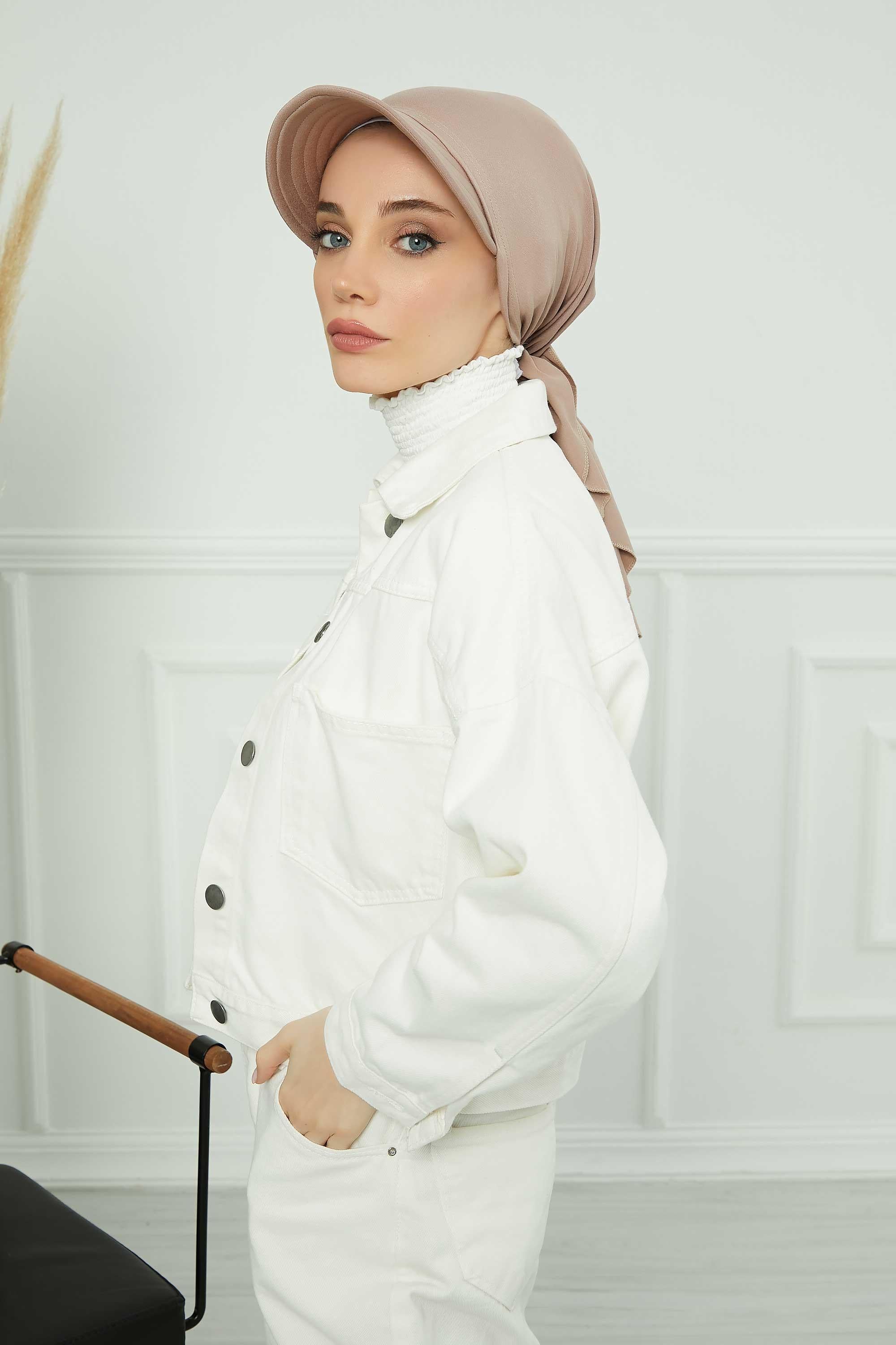 Instant Turban Newsboy Hat for Women, 95% Cotton Women's Visor Cap, Stylish Chemo Bonnet Visor Cap, Handmade Women Newsboy Headwear,B-71 Mink