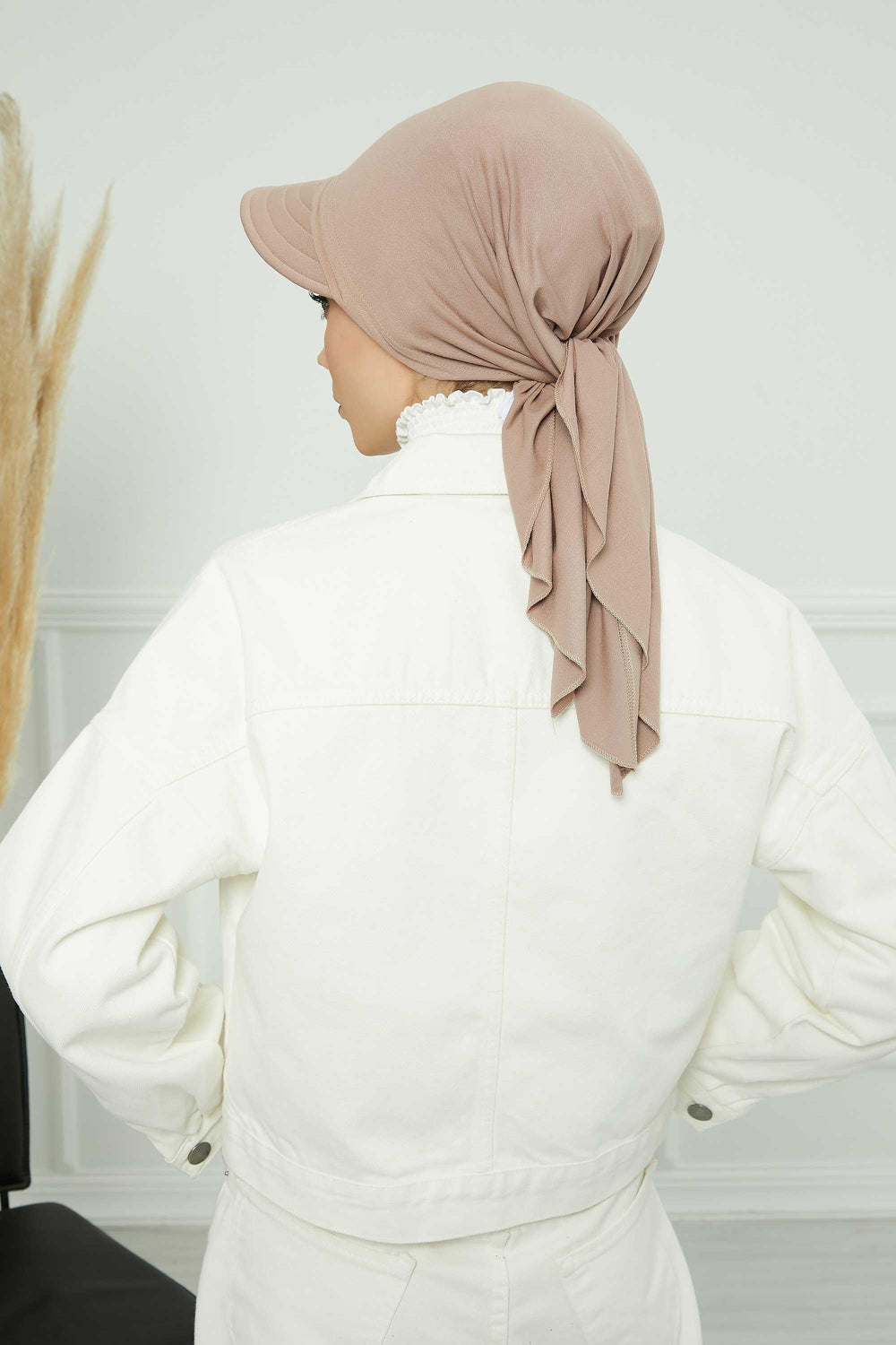 Instant Turban Newsboy Hat for Women, 95% Cotton Women's Visor Cap, Stylish Chemo Bonnet Visor Cap, Handmade Women Newsboy Headwear,B-71 Mink