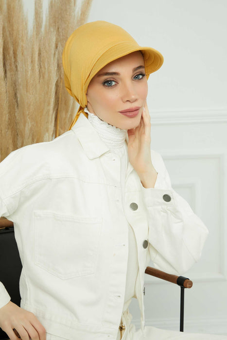 Instant Turban Newsboy Hat for Women, 95% Cotton Women's Visor Cap, Stylish Chemo Bonnet Visor Cap, Handmade Women Newsboy Headwear,B-71