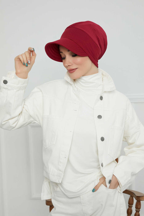 Instant Turban Newsboy Women's Cap, 95% Cotton Bonnet-Hat Scarf Head Wrap Chemo Headwear Cancer Visor Lightweight Bonnet with Flower,B-73