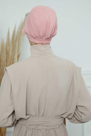 High Quality Newsboy Women Hat, Pre-Tied Turban made from High Quality Wrinkle-Resistant Aerobin Fabric, Visored Instant Turban Cover,B-73A Pink