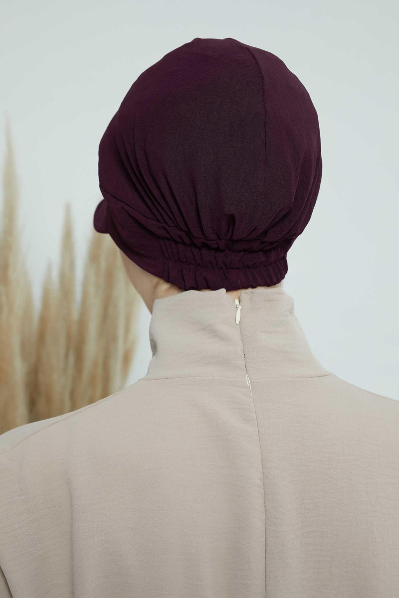 High Quality Newsboy Women Hat, Pre-Tied Turban made from High Quality Wrinkle-Resistant Aerobin Fabric, Visored Instant Turban Cover,B-73A Purple