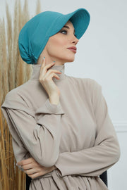 High Quality Newsboy Women Hat, Pre-Tied Turban made from High Quality Wrinkle-Resistant Aerobin Fabric, Visored Instant Turban Cover,B-73A Mint Green