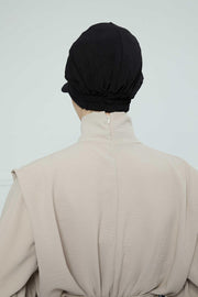 High Quality Newsboy Women Hat, Pre-Tied Turban made from High Quality Wrinkle-Resistant Aerobin Fabric, Visored Instant Turban Cover,B-73A Black