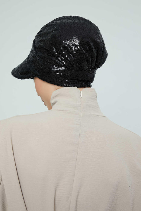 قبعة نسائية من Shining Instant Turban Newsboy، غطاء رأس عمامة مربوط مسبقًا للنساء العصريات، غطاء رأس كيميائي أنيق مطرز بالترتر، B-73P