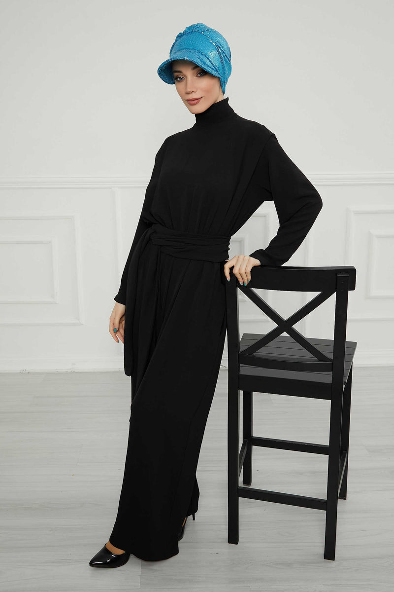 Shining Instant Turban Newsboy Women's Cap, Visor Pre-Tied Turban Head Covering for Modern Women, Chic Sequined Chemo Headwear Bonnet,B-73P Turquoise