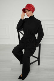 Shining Instant Turban Newsboy Women's Cap, Visor Pre-Tied Turban Head Covering for Modern Women, Chic Sequined Chemo Headwear Bonnet,B-73P Red