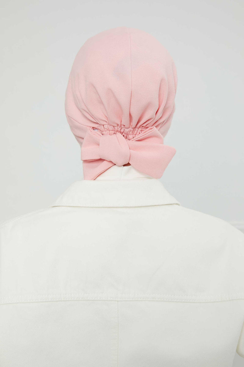 Fancy Visor Turban Headscarf for Women, Instant Turban Newsboy Hat, Cotton Turban Bonnet Cap, Plain Comfortable Chemo Visor Headwear,S-1 Powder