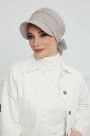 Fancy Visor Turban Headscarf for Women, Instant Turban Newsboy Hat, Cotton Turban Bonnet Cap, Plain Comfortable Chemo Visor Headwear,S-1 Grey