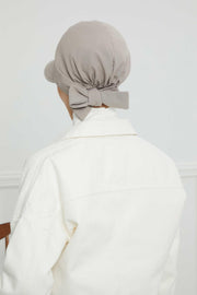 Fancy Visor Turban Headscarf for Women, Instant Turban Newsboy Hat, Cotton Turban Bonnet Cap, Plain Comfortable Chemo Visor Headwear,S-1 Grey