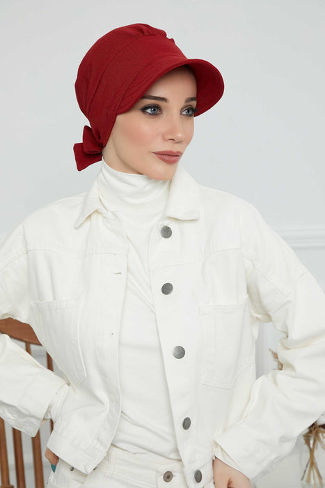 Instant Turban Newsboy Women's Cap, Cotton Blend Bonnet-Hat Scarf Head Wrap Chemo Headwear Cancer Visor Lightweight Bonnet Scarf,S-1