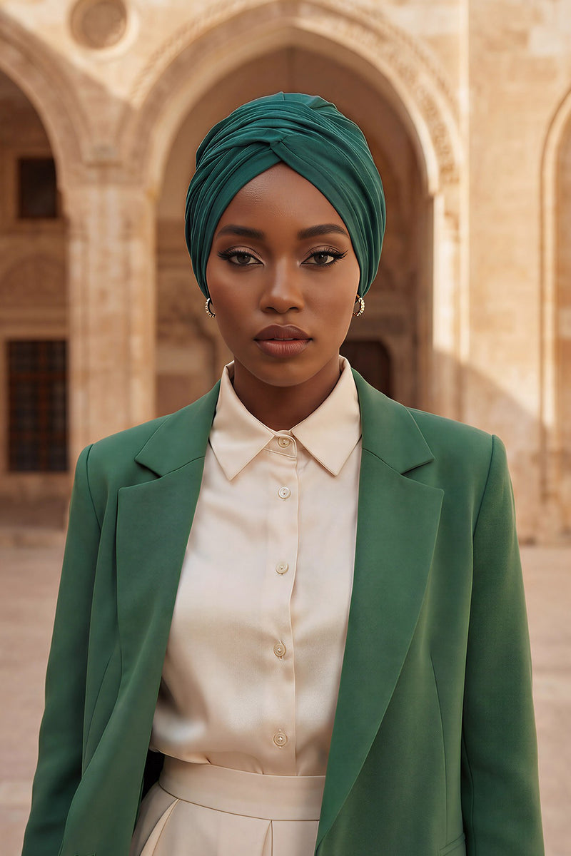 عمامة فورية قطنية سادة وشاح للرأس قبعة خفيفة الوزن للنساء، B-9