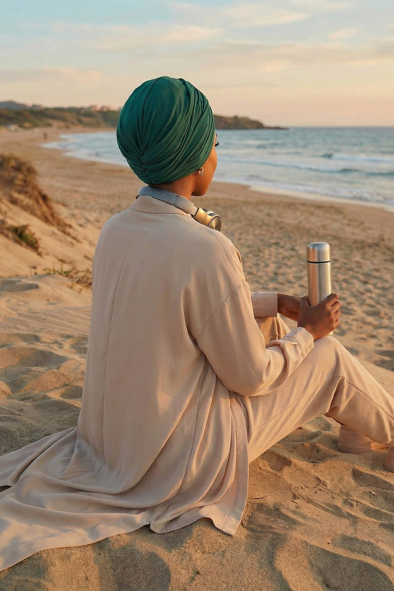 عمامة فورية قطنية سادة وشاح للرأس قبعة خفيفة الوزن للنساء، B-9