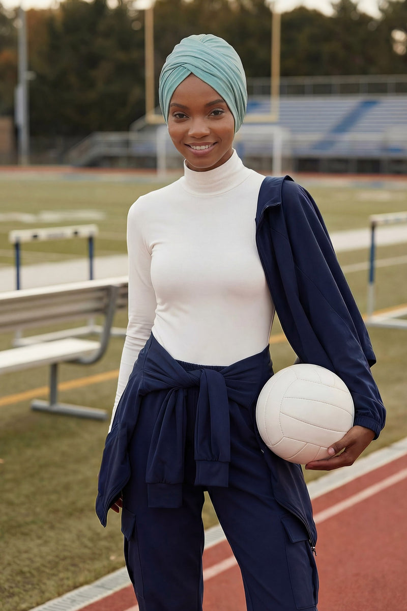 عمامة فورية قطنية سادة وشاح للرأس قبعة خفيفة الوزن للنساء، B-9