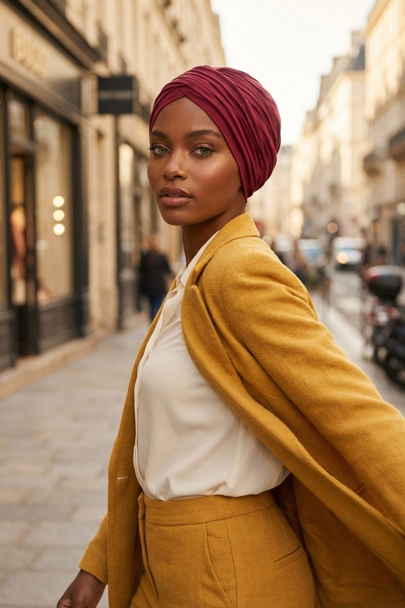 عمامة فورية قطنية سادة وشاح للرأس قبعة خفيفة الوزن للنساء، B-9