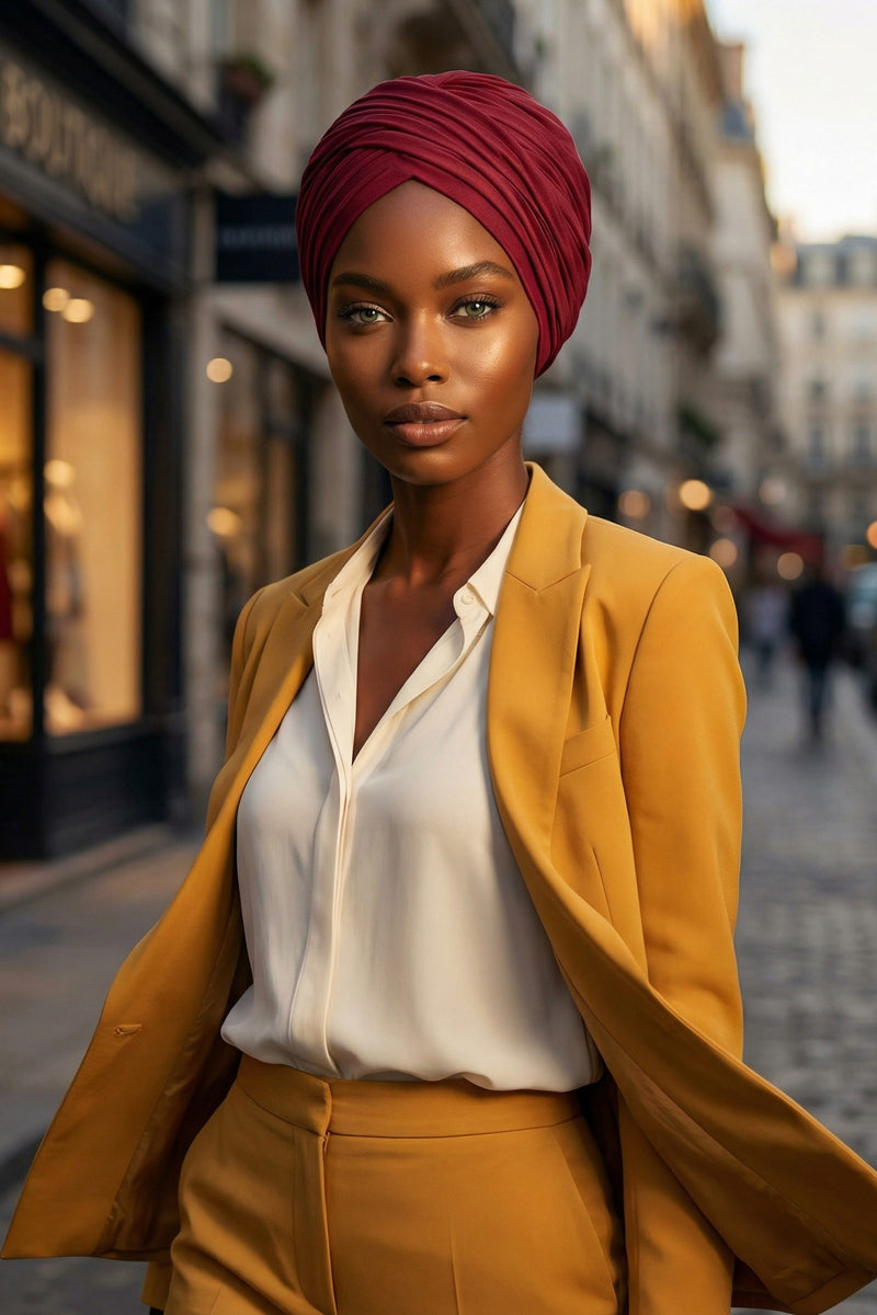 عمامة فورية قطنية سادة وشاح للرأس قبعة خفيفة الوزن للنساء، B-9