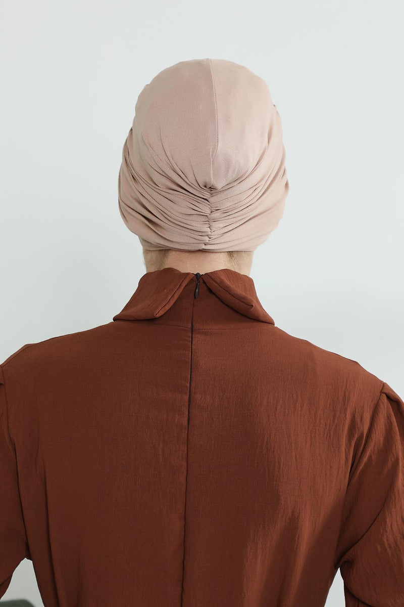 عمامة فورية قطنية سادة وشاح للرأس قبعة خفيفة الوزن للنساء، B-9