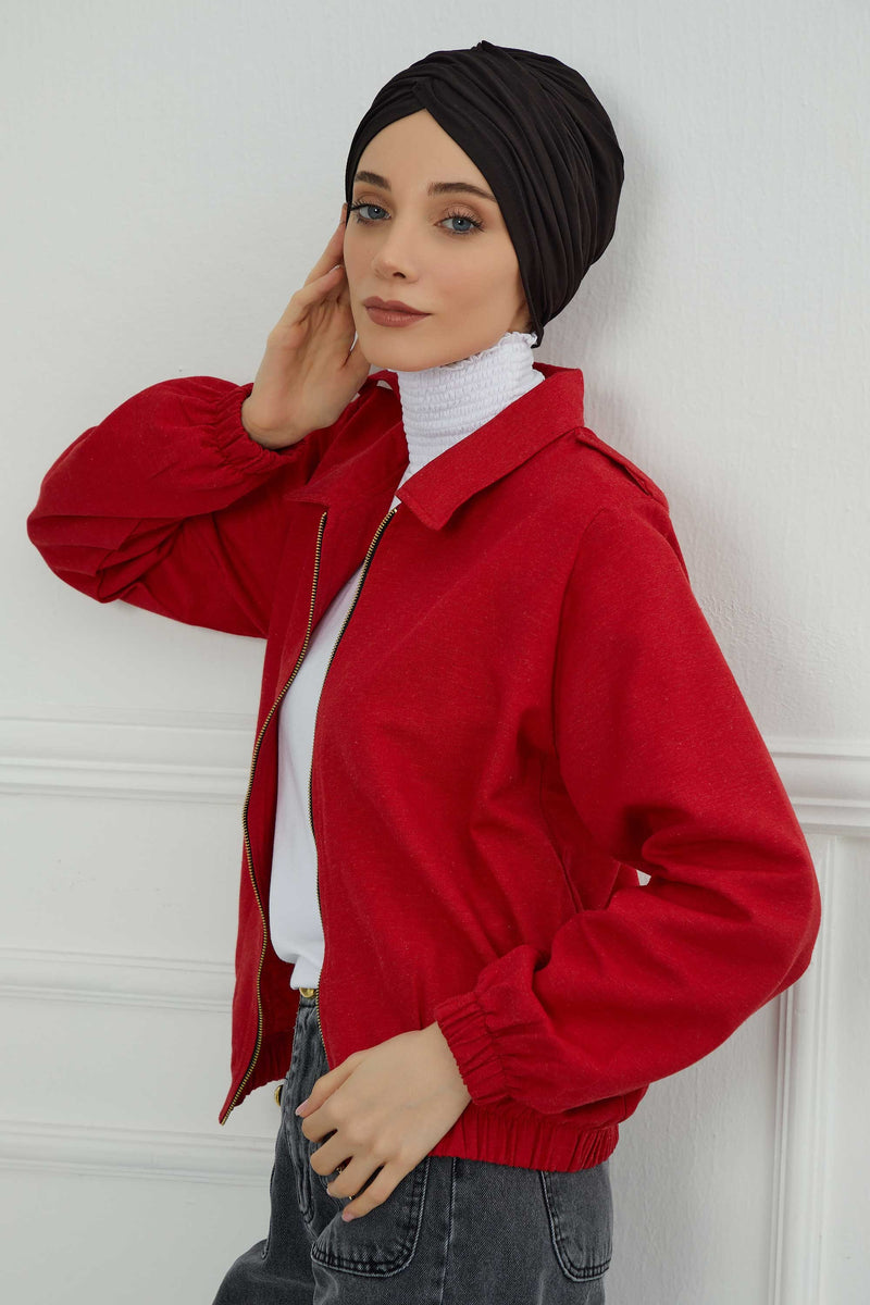 عمامة فورية قطنية سادة وشاح للرأس قبعة خفيفة الوزن للنساء، B-9