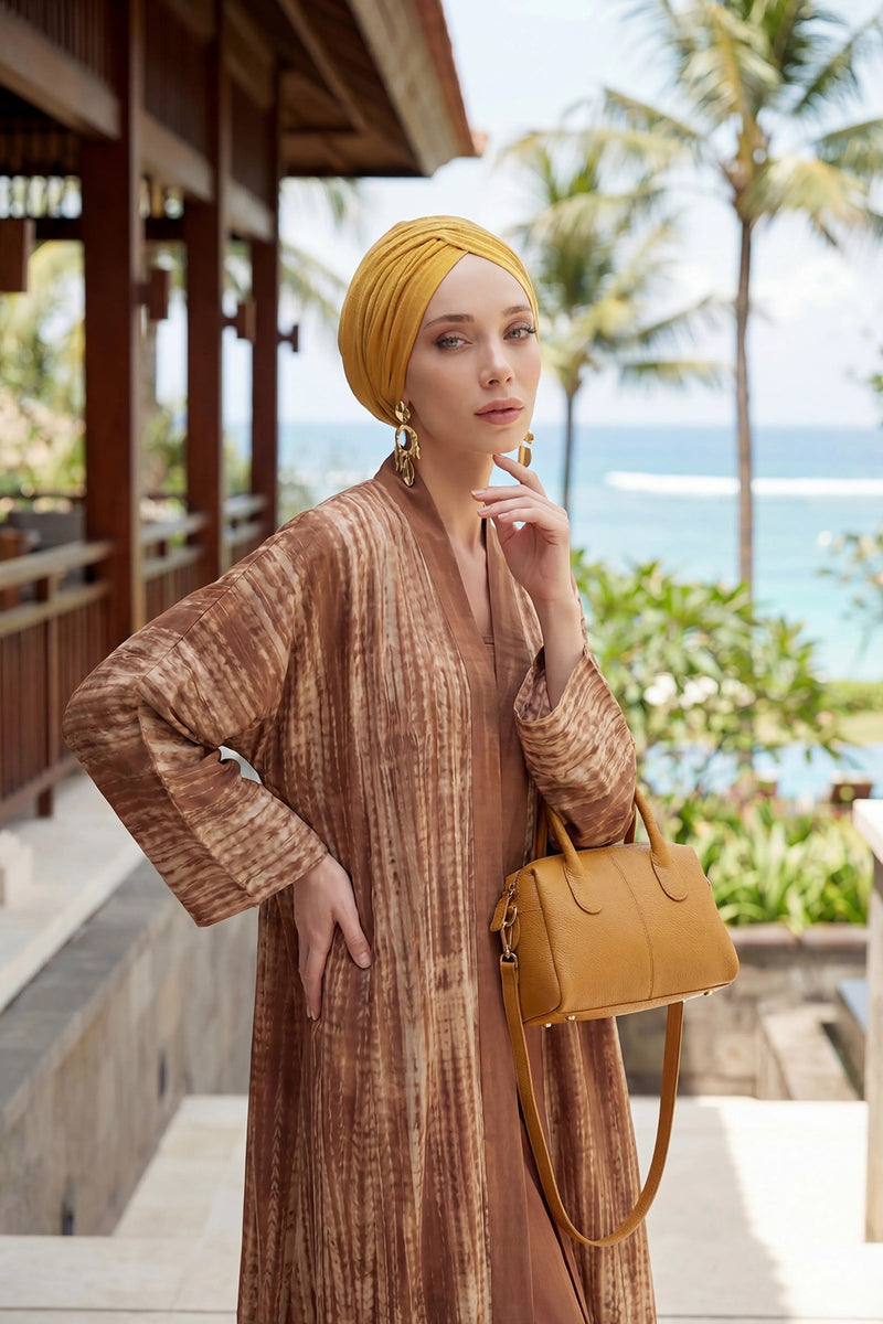 عمامة فورية قطنية سادة وشاح للرأس قبعة خفيفة الوزن للنساء، B-9