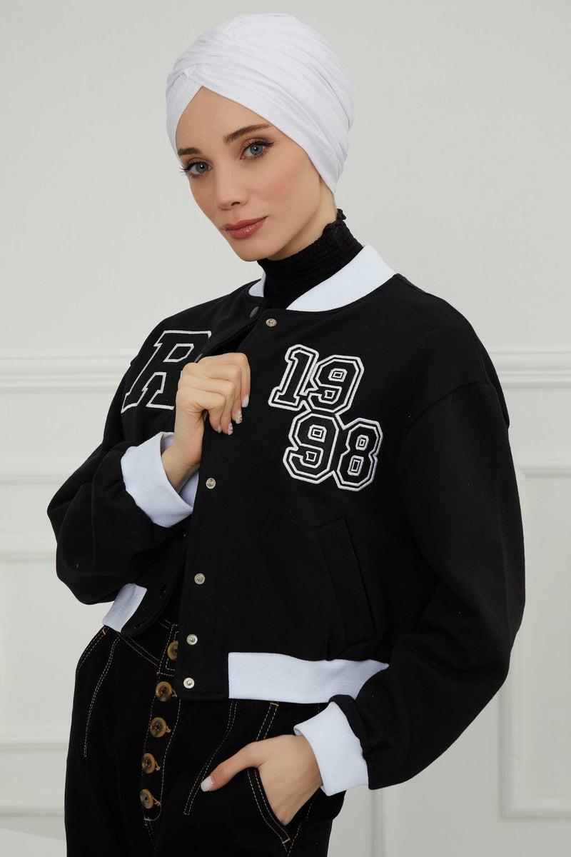 عمامة فورية قطنية سادة وشاح للرأس قبعة خفيفة الوزن للنساء، B-9