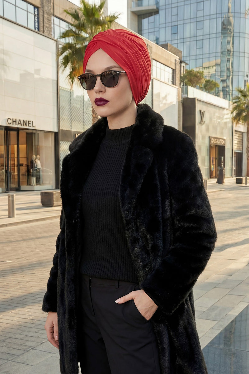 عمامة فورية قطنية سادة وشاح للرأس قبعة خفيفة الوزن للنساء، B-9