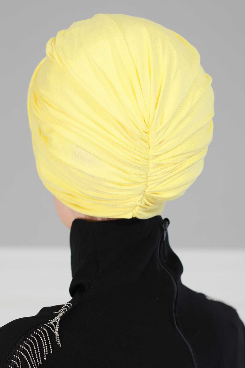 عمامة فورية قطنية سادة وشاح للرأس قبعة خفيفة الوزن للنساء، B-9