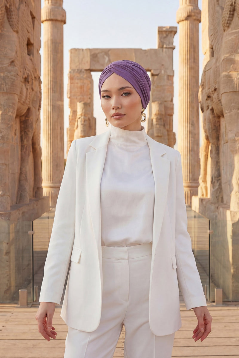 عمامة فورية قطنية سادة وشاح للرأس قبعة خفيفة الوزن للنساء، B-9