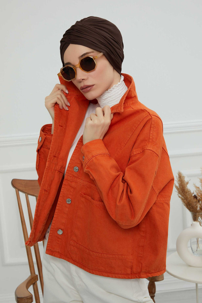 عمامة فورية قطنية سادة وشاح للرأس قبعة خفيفة الوزن للنساء، B-9