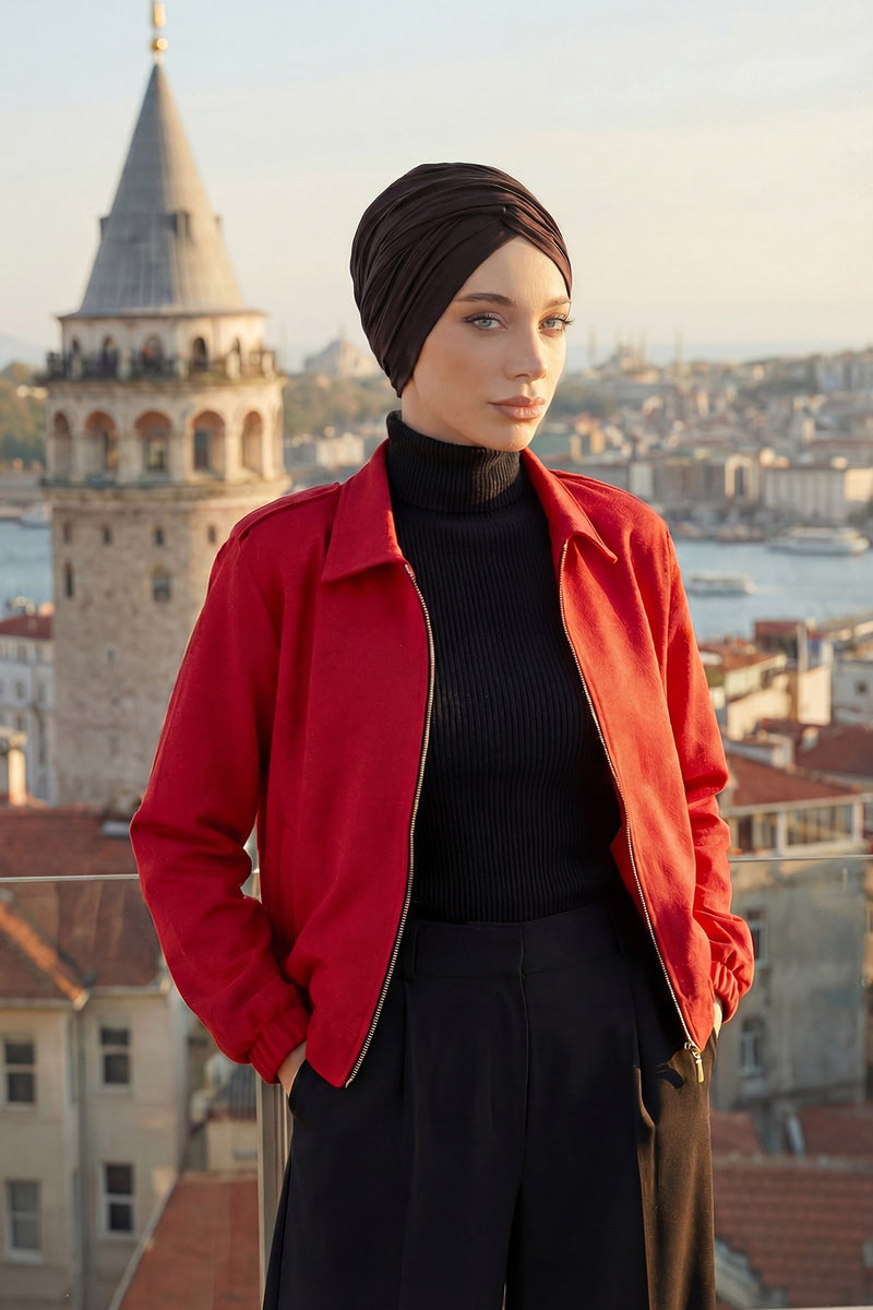 عمامة فورية قطنية سادة وشاح للرأس قبعة خفيفة الوزن للنساء، B-9