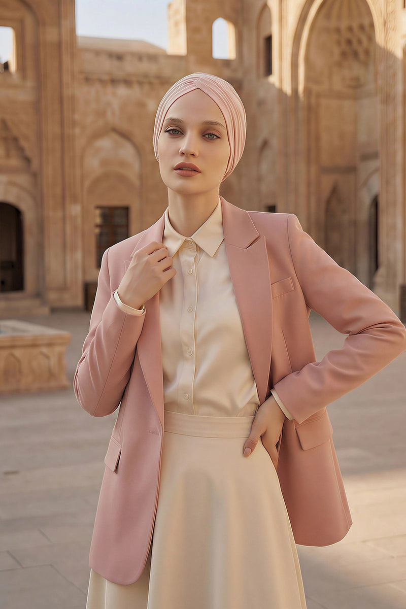 عمامة فورية قطنية سادة وشاح للرأس قبعة خفيفة الوزن للنساء، B-9