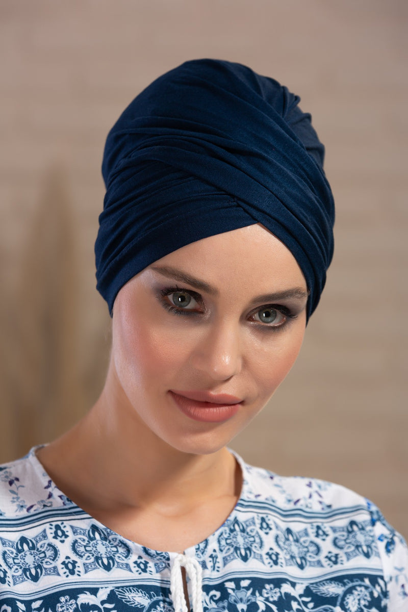 Instant Turban Plain Cotton Scarf Head Wrap Lightweight Hat Bonnet Cap for Women,B-9