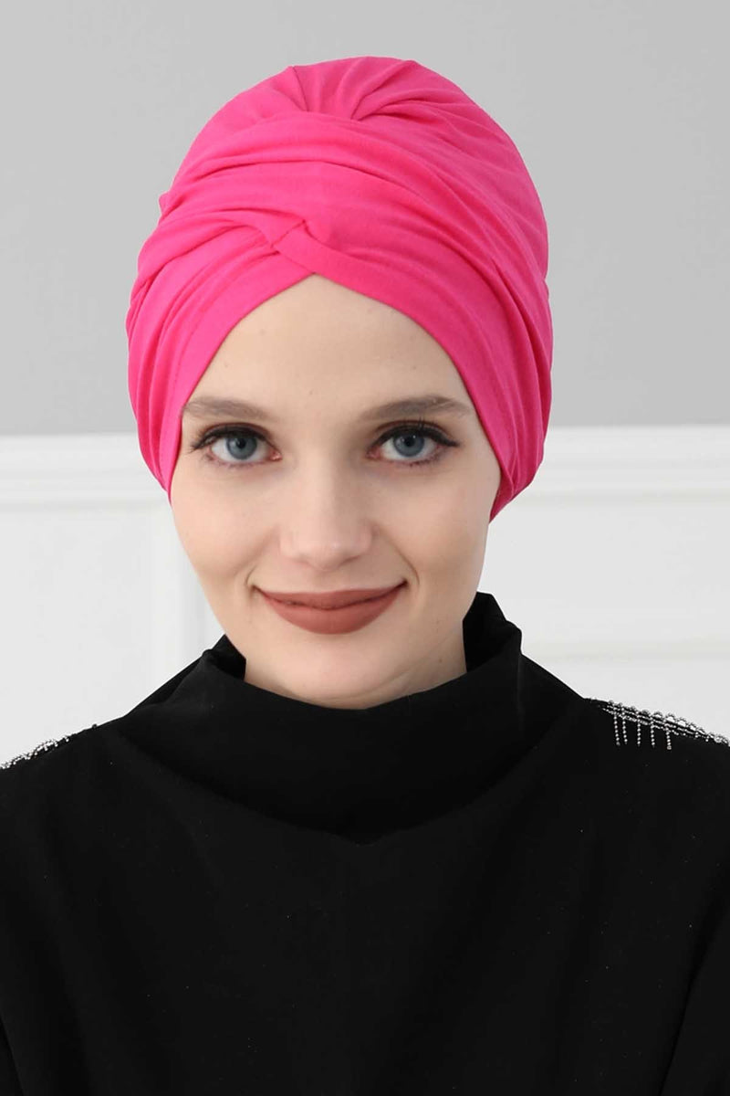 Instant Turban Plain Cotton Scarf Head Wrap Lightweight Hat Bonnet Cap for Women,B-9