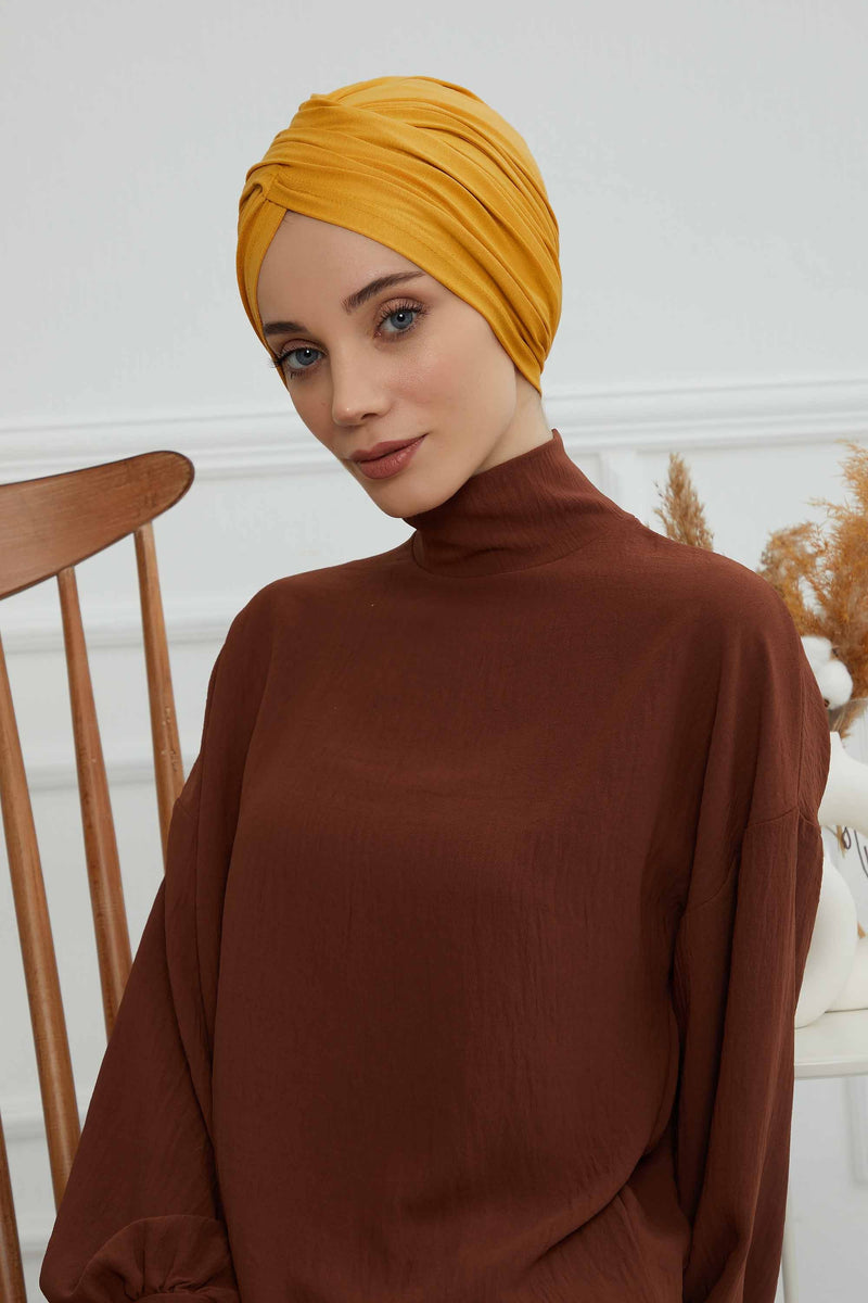 Instant Turban Plain Cotton Scarf Head Wrap Lightweight Hat Bonnet Cap for Women,B-9