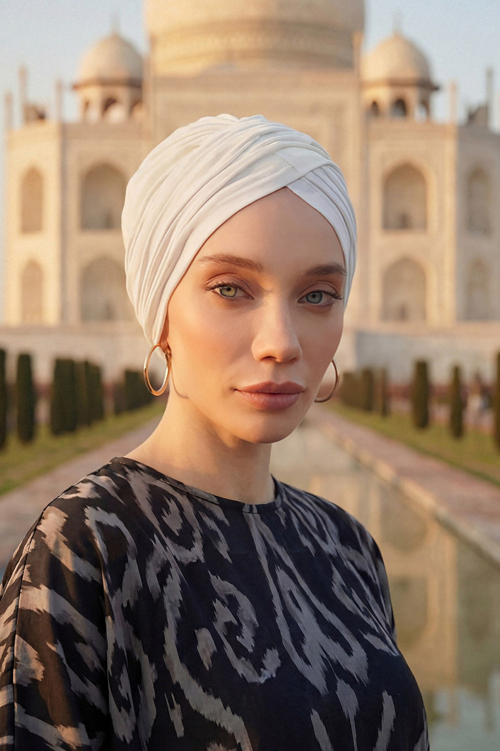 Instant Turban Plain Cotton Scarf Head Wrap Lightweight Hat Bonnet Cap for Women,B-9 White