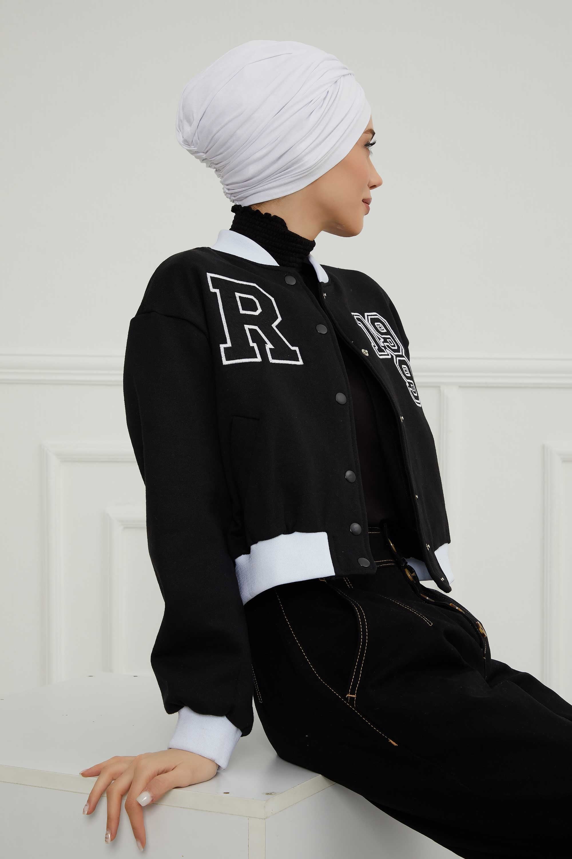 Instant Turban Plain Cotton Scarf Head Wrap Lightweight Hat Bonnet Cap for Women,B-9 White