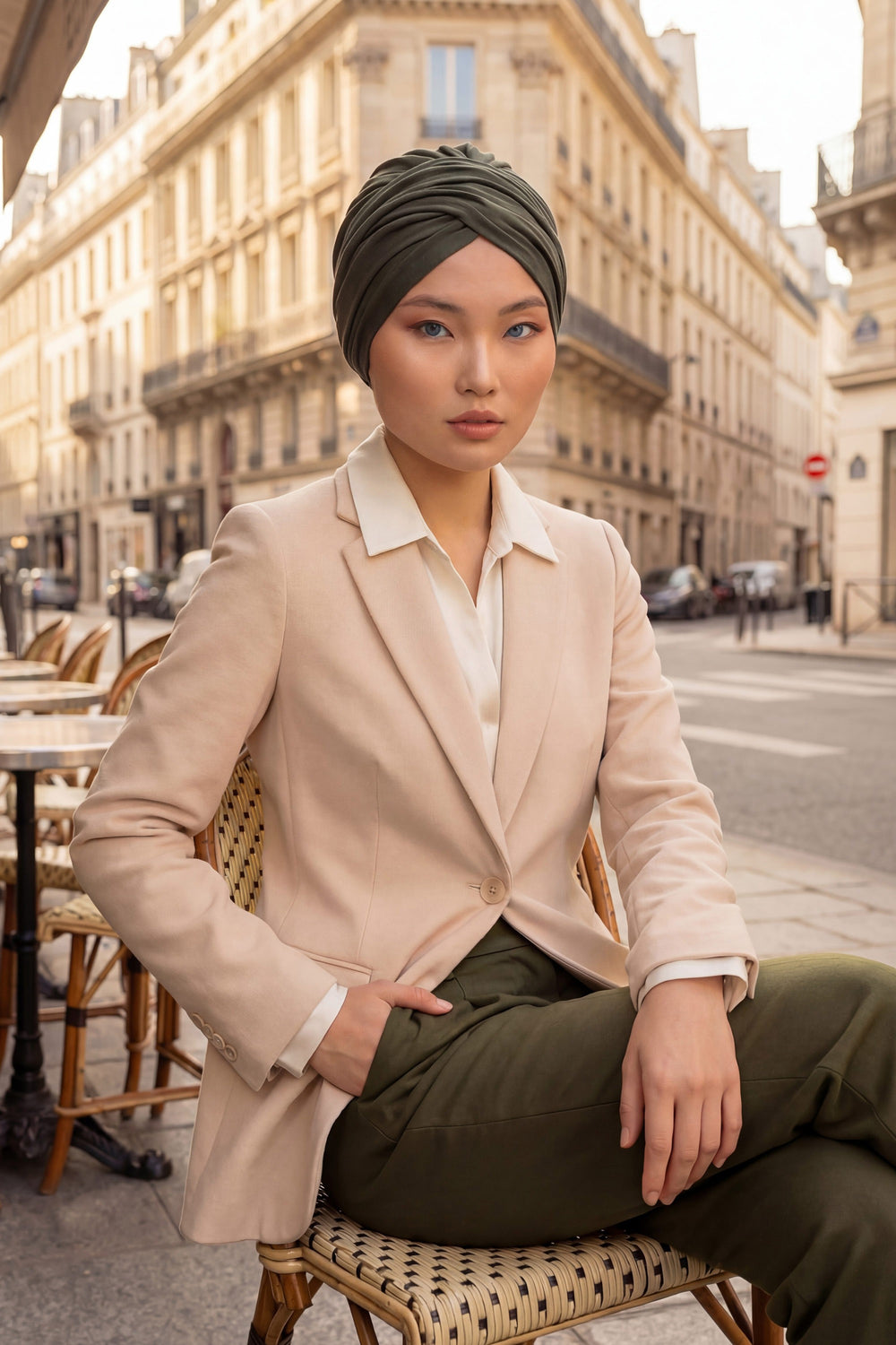 Instant Turban Plain Cotton Scarf Head Wrap Lightweight Hat Bonnet Cap for Women,B-9 Army Green