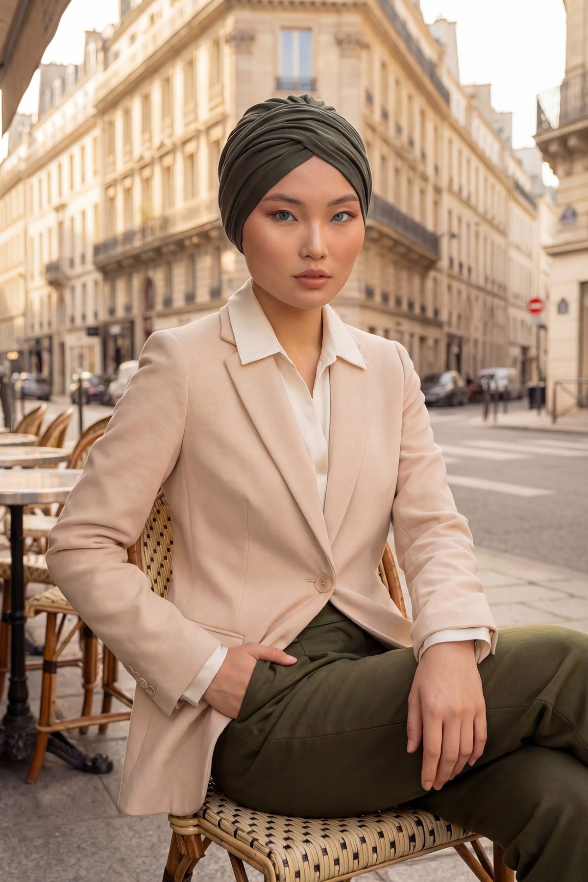 Instant Turban Plain Cotton Scarf Head Wrap Lightweight Hat Bonnet Cap for Women,B-9 Army Green