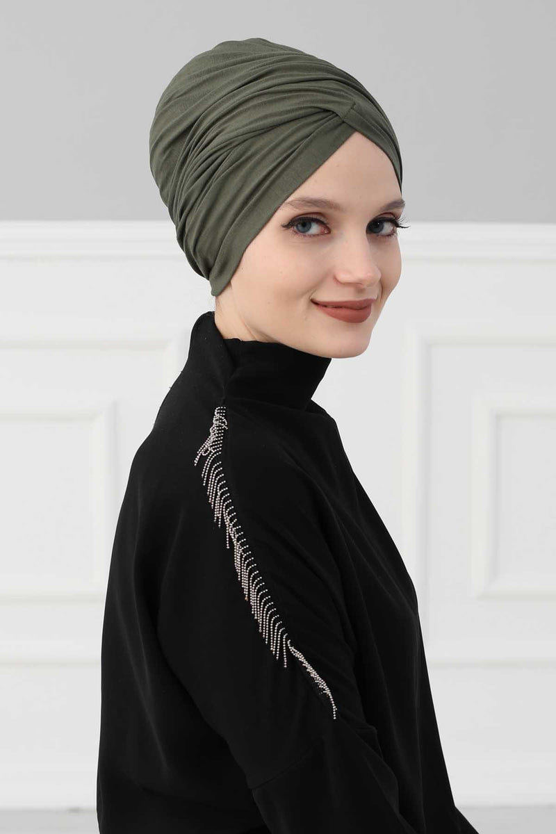 Instant Turban Plain Cotton Scarf Head Wrap Lightweight Hat Bonnet Cap for Women,B-9