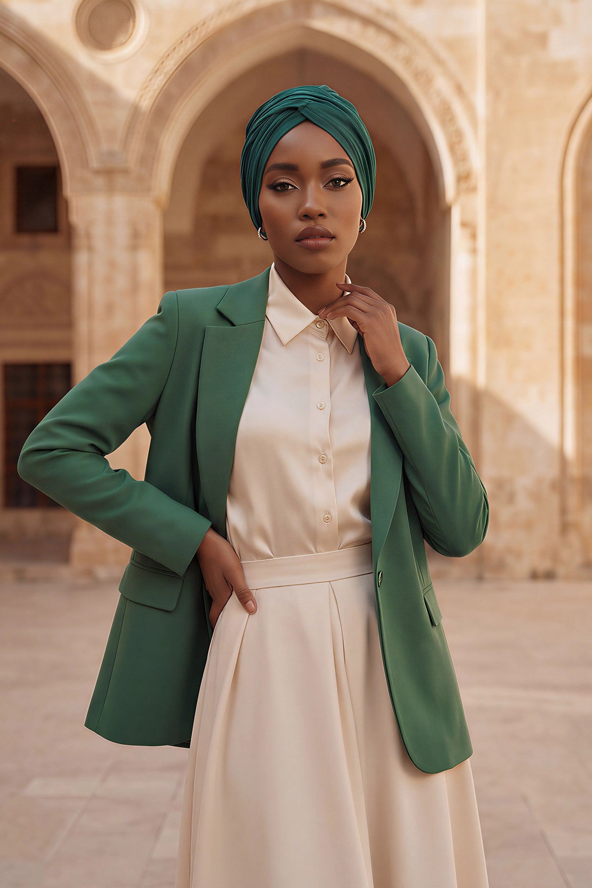 Instant Turban Plain Cotton Scarf Head Wrap Lightweight Hat Bonnet Cap for Women,B-9 Green