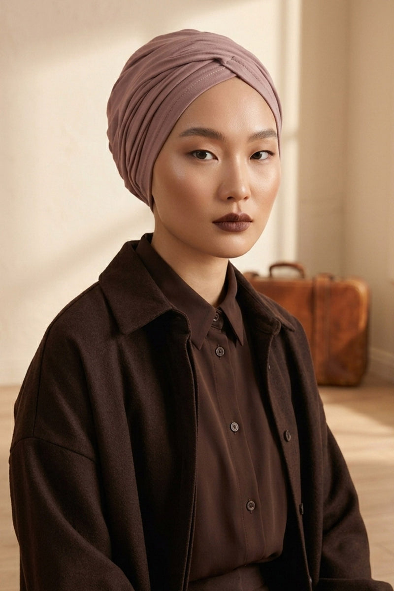 Instant Turban Plain Cotton Scarf Head Wrap Lightweight Hat Bonnet Cap for Women,B-9