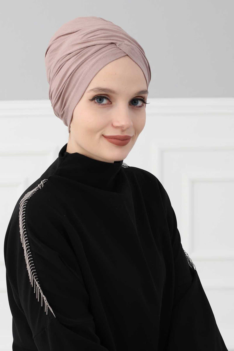 Instant Turban Plain Cotton Scarf Head Wrap Lightweight Hat Bonnet Cap for Women,B-9