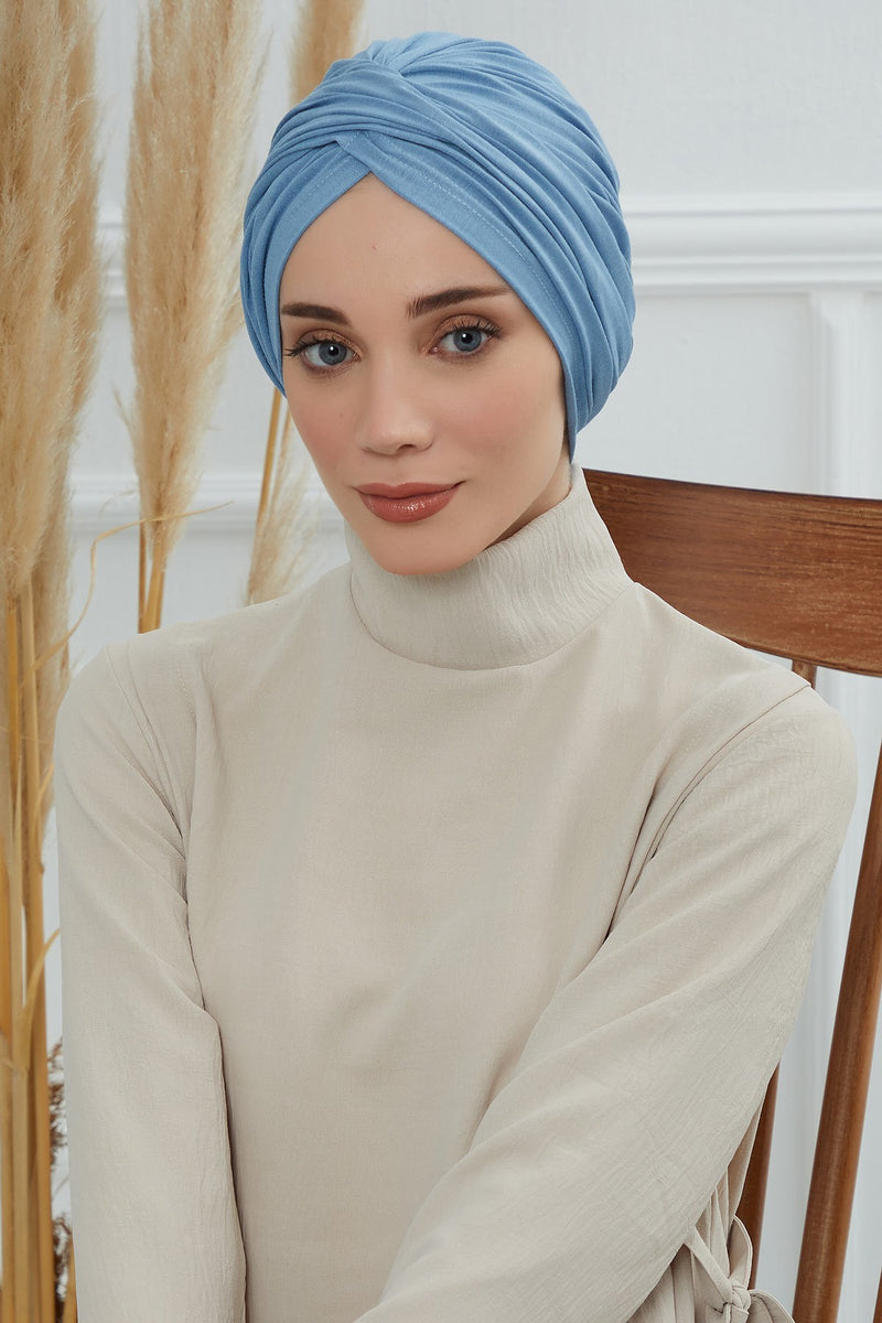 Instant Turban Plain Cotton Scarf Head Wrap Lightweight Hat Bonnet Cap for Women,B-9