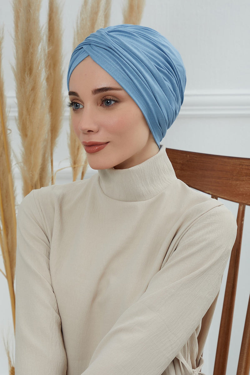 Instant Turban Plain Cotton Scarf Head Wrap Lightweight Hat Bonnet Cap for Women,B-9