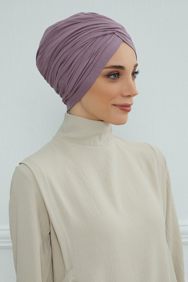 Instant Turban Plain Cotton Scarf Head Wrap Lightweight Hat Bonnet Cap for Women,B-9
