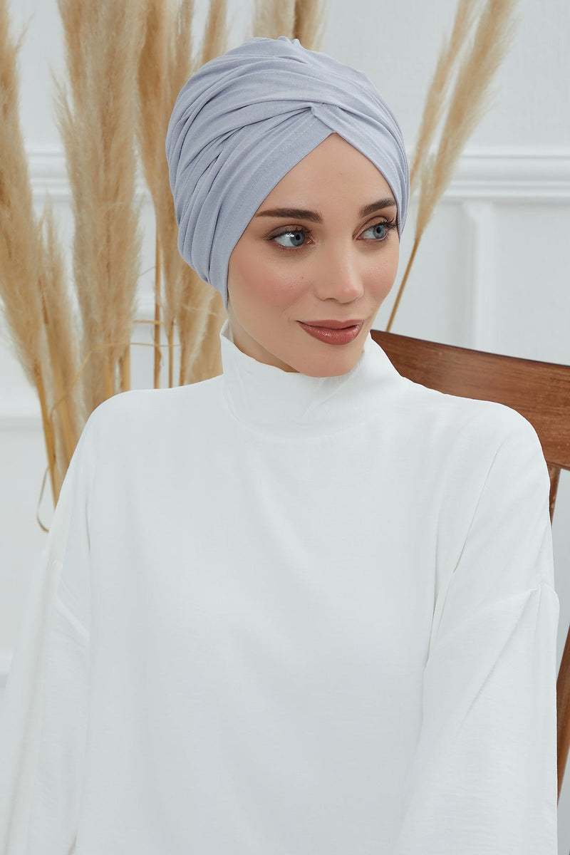 Instant Turban Plain Cotton Scarf Head Wrap Lightweight Hat Bonnet Cap for Women,B-9