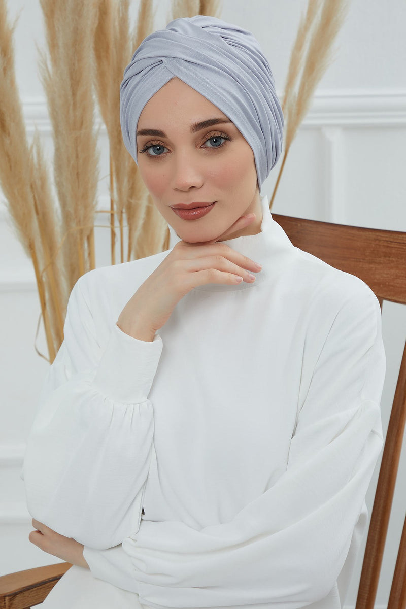 Instant Turban Plain Cotton Scarf Head Wrap Lightweight Hat Bonnet Cap for Women,B-9