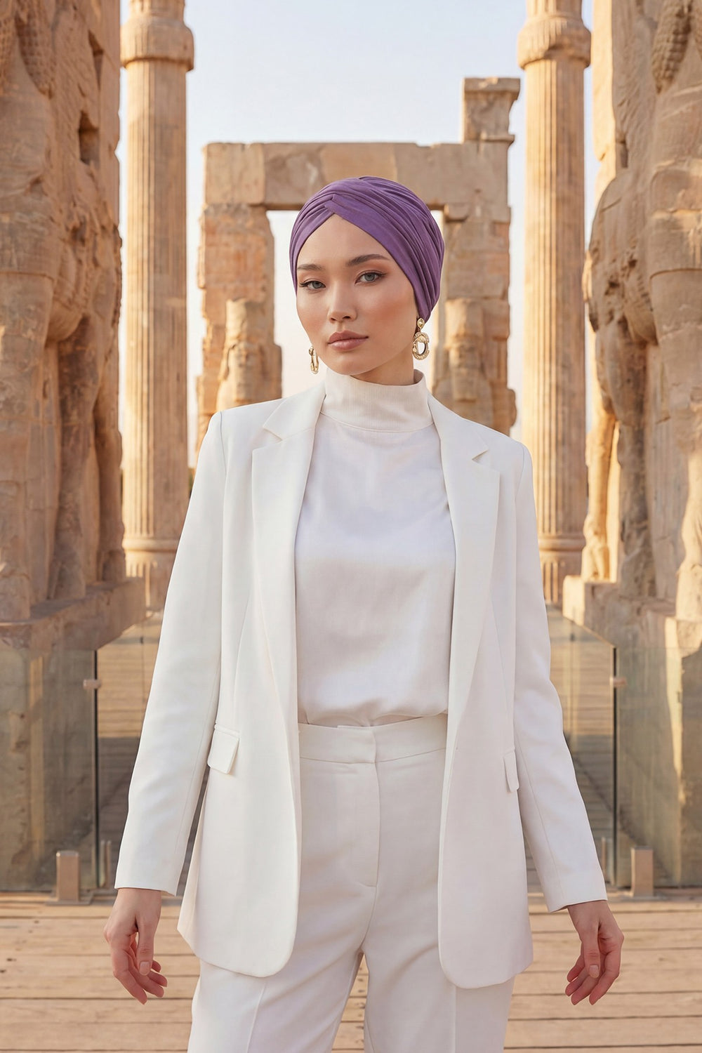 Instant Turban Plain Cotton Scarf Head Wrap Lightweight Hat Bonnet Cap for Women,B-9 Purple 2